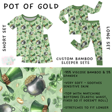 Load image into Gallery viewer, Batch #455 - Little Dreamers Lucky in Love - Closes 11/27 - ETA mid January - Pot of Gold Bamboo Short and Long Sleeper Set
