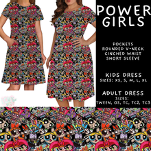 Load image into Gallery viewer, Batch #586 - Cool Characters 18 - Closes 9/16 - ETA mid Nov - Power Girls Adult &amp; Kids Dresses
