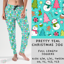 Load image into Gallery viewer, Ready To Ship - Pretty Teal Christmas Joggers
