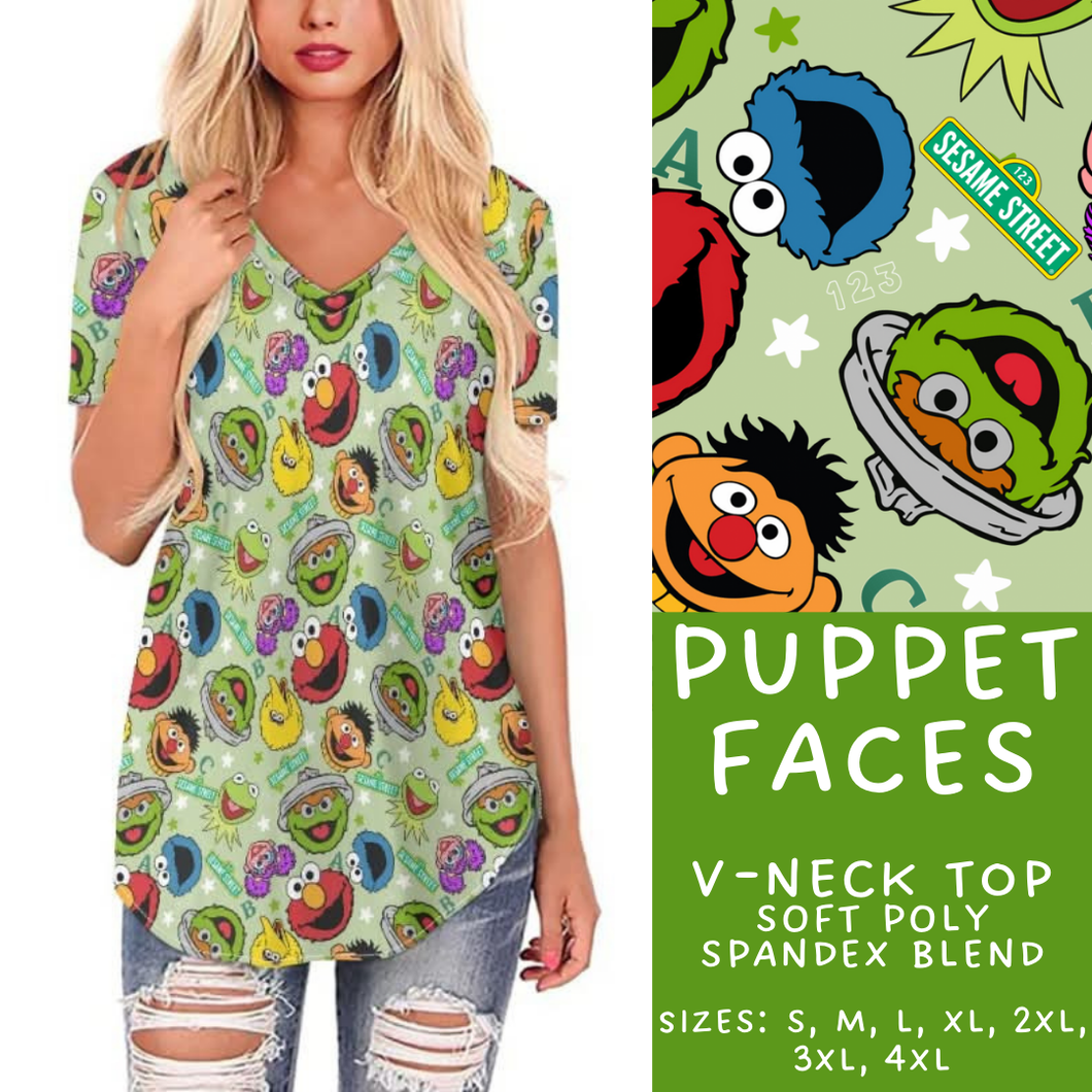 Batch #308 - Storybook Collection 2 - Closes 3/21 - ETA mid May - Puppet Faces V-Neck Tee