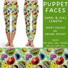 Load image into Gallery viewer, Batch #308 - Storybook Collection 2 - Closes 3/21 - ETA mid May - Puppet Faces Full and Capri Length Leggings
