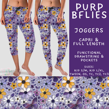 Load image into Gallery viewer, Batch #550 - Fun Run 24 - Closes 7/1 - ETA early Sept - Purp BFlies Full and Capri Length Joggers
