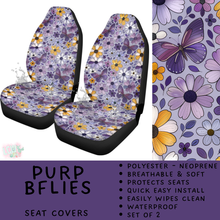 Load image into Gallery viewer, Batch #554 - Car Accessories 3 - Closes 7/10 - ETA early/mid Sept - Purp BFlies Vehicle Seat Covers
