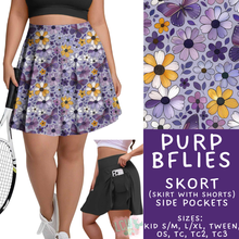 Load image into Gallery viewer, Batch #550 - Fun Run 24 - Closes 7/1 - ETA early Sept - Purp BFlies Skort

