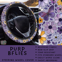 Load image into Gallery viewer, Batch #554 - Car Accessories 3 - Closes 7/10 - ETA early/mid Sept - Purp BFlies Steering Wheel Cover
