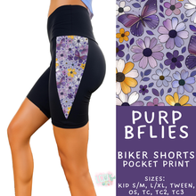 Load image into Gallery viewer, Batch #547 - Set in Style Collection - Closes 6/24 - ETA late August - Purp BFlies Pocket Print Biker Short
