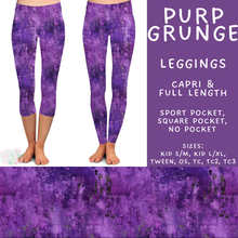 Load image into Gallery viewer, Batch #605 - Mardi Party - Closes 10/28 - ETA late Dec - Purp Grunge Full and Capri Length Leggings
