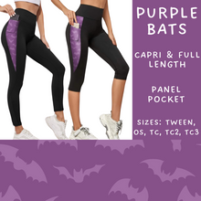 Load image into Gallery viewer, Ready To Ship - Purple Bats Pocket Capri Length Legging - OS &amp; TC
