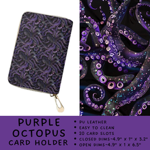 Load image into Gallery viewer, Batch #309 - Card Holders &amp; Mini Backpacks - Closing 3/24 - ETA late May - Purple Octopus Card Holder
