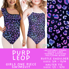 Load image into Gallery viewer, Batch #543 - Pool Party 2 - Closes 6/15 - ETA early/mid August - Purp Leop Girl's Swimsuit
