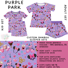 Load image into Gallery viewer, Ready To Ship - Purple Park Adult Bamboo Short Sleeper Set - M &amp; 2XL
