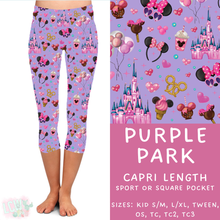 Load image into Gallery viewer, Ready to Ship - Purple Park Capri Length Leggings - OS, TC &amp; TC2 Square Pockets
