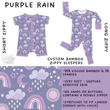 Load image into Gallery viewer, Ready to Ship - Purple Rain Short Zippy - 8T &amp; Long Zippy Sleeper - 4T
