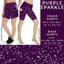 Load image into Gallery viewer, Ready to Ship - Purple Sparkle Jogger Shorts - TC2
