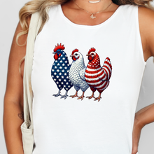 Load image into Gallery viewer, Wholesale Patriotic Chickens Graphic Tee - CC White Tank Top
