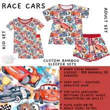 Load image into Gallery viewer, Ready To Ship - Race Cars Adult Bamboo Short Sleeper Set - M
