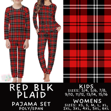 Load image into Gallery viewer, Batch #584 - Christmas Family Pajamas - Closes 9/11 - ETA mid Nov - Red Blk Plaid Womens &amp; Kids Pajama Set
