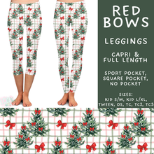 Load image into Gallery viewer, Batch #595 - Christmas Spirit 2 - Closes 10/7 - ETA early Dec - Red Bows Full and Capri Length Leggings
