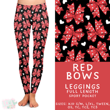 Load image into Gallery viewer, Batch #453 - Love Day 2 - Closes 11/24 - ETA mid Jan - Red Bows Full Length Leggings
