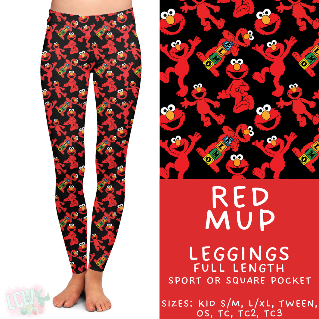 Ready to Ship - Red Mup Full Length Leggings - Square Pocket OS