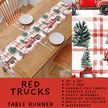 Load image into Gallery viewer, Batch #588 - Table Runners - Closes 9/21 - ETA early/mid Nov - Red Trucks Table Runner
