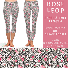 Load image into Gallery viewer, Ready To Ship - Rose Leop Full Length Leggings - TC2 Square Pocket

