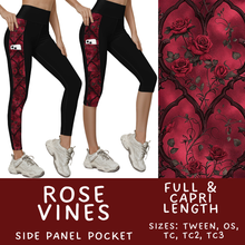 Load image into Gallery viewer, Batch #568 - Halloween Spooky Sets 3 - Closes 8/12 - ETA early October - Rose Vines Pattern Side Pocket Capris &amp; Leggings
