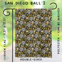 Load image into Gallery viewer, Batch #312 - Strike Out Baseball Flags - Closes 3/28 - ETA late May - San Diego Ball 2 Garden Flag
