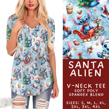 Load image into Gallery viewer, Batch #434 - Magical Christmas - Closes 10/22 - ETA early Dec - Santa Alien V-Neck Tee
