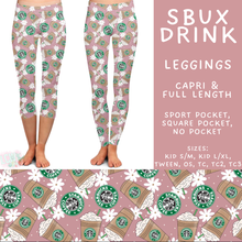 Load image into Gallery viewer, Batch #592 -  Fun Run 27 - Closes 9/30 - ETA late Nov - SBux Drink Full and Capri Length Leggings
