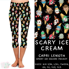 Load image into Gallery viewer, Ready to Ship - Scary Ice Cream Capri Length Leggings - TC2 Square Pockets
