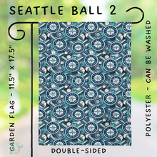 Load image into Gallery viewer, Batch #312 - Strike Out Baseball Flags - Closes 3/28 - ETA late May - Seattle Ball 2 Garden Flag
