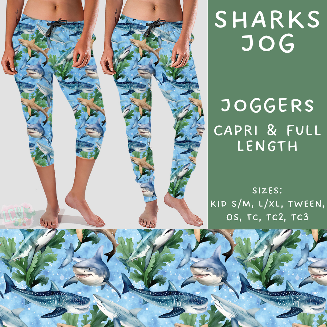 Batch #307 - Sea Life - Closes 3/20 - ETA mid May - Sharks Full and Capri Length Joggers