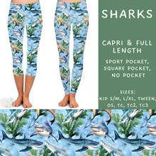 Load image into Gallery viewer, Batch #307 - Sea Life - Closes 3/20 - ETA mid May - Sharks Full and Capri Length Leggings
