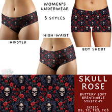 Load image into Gallery viewer, Ready to Ship - Skull Rose Women&#39;s Underwear - High Waist &amp; Boy Short
