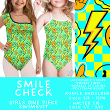Load image into Gallery viewer, Batch #543 - Pool Party 2 - Closes 6/15 - ETA early/mid August - Smile Check Girl's Swimsuit
