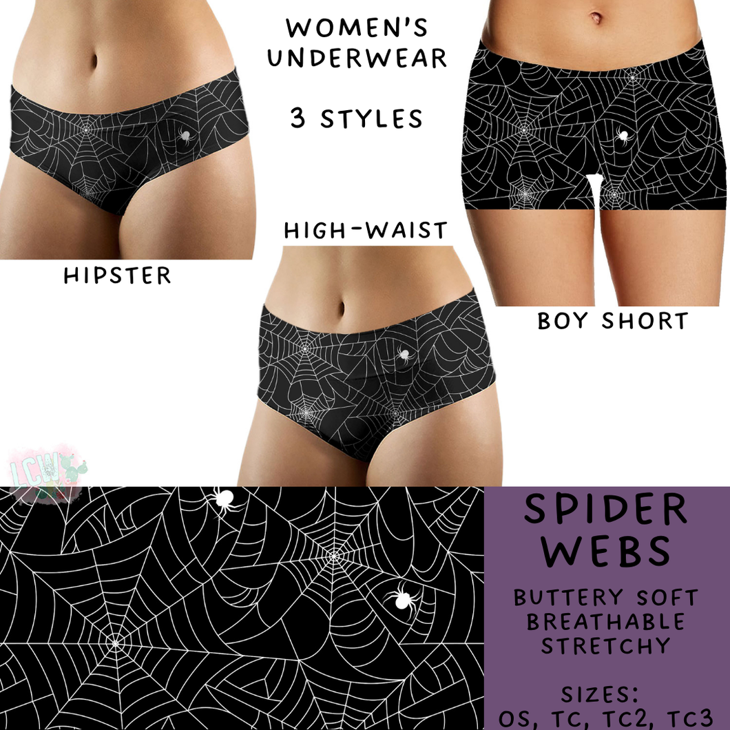 Ready To Ship - Spider Webs Women's Underwear - Boy Short TC3 - Hipster TC