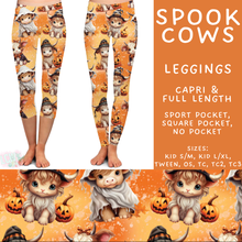 Load image into Gallery viewer, Batch #560 - Halloween 4 - Closes 7/26 - ETA late Sept - Spook Cows Full and Capri Length Leggings
