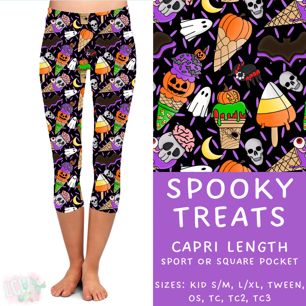 Ready to Ship - Spooky Treats Capri Length Leggings - TC Sport Pocket & TC2 Square Pocket