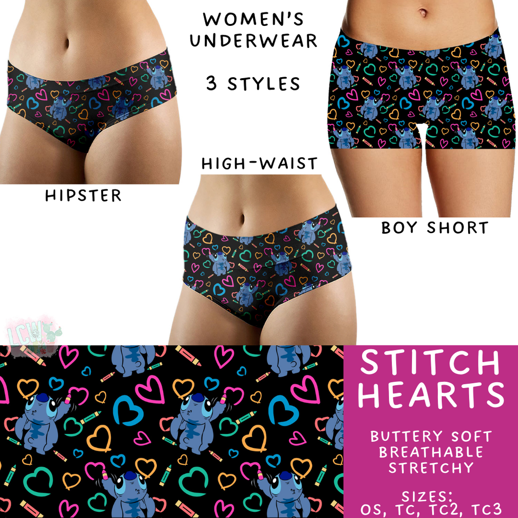 Ready to Ship - Stitch Hearts Women's Underwear - Hipster & High Waist