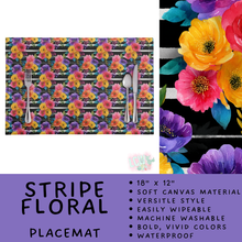 Load image into Gallery viewer, Batch #602 - Table Runners &amp; Placemats - Closes 10/23 - ETA mid Dec - Stripe Floral Placemat
