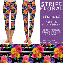 Load image into Gallery viewer, Batch #561 - June Request Run - Closes 7/27 - ETA late Sept - Stripe Floral Full and Capri Length Leggings
