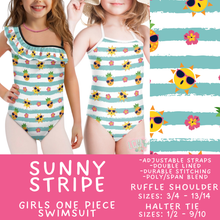Load image into Gallery viewer, Batch #543 - Pool Party 2 - Closes 6/15 - ETA early/mid August - Sunny Stripe Girl's Swimsuit
