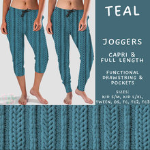Load image into Gallery viewer, Batch #596 - Sweater Weather - Closes 10/9 - ETA early Dec - Teal Full and Capri Length Joggers
