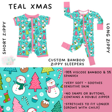 Load image into Gallery viewer, Ready to Ship - Teal Xmas Long Zippy Sleeper - 2T &amp; 3T
