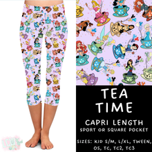Load image into Gallery viewer, Ready to Ship - Tea Time Capri Length Leggings - OS Square Pocket

