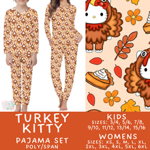 Load image into Gallery viewer, Batch #580 - Fall Family Pajamas 2 - Closes 9/4 - ETA early Nov - Turkey Kitty Women's &amp; Kid's Pajama Set
