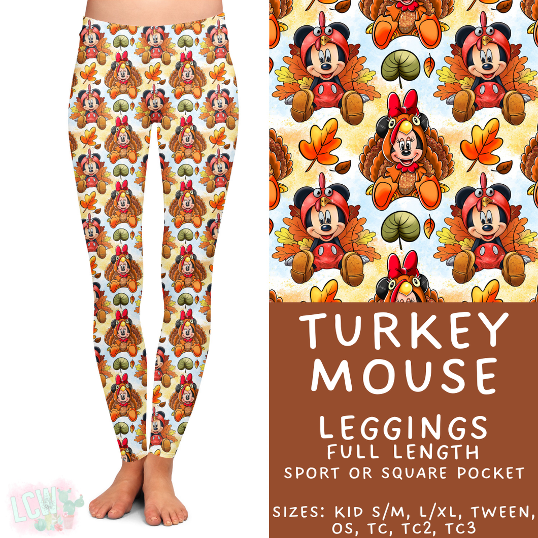 Ready to Ship - Turkey Mouse Full Length Leggings - Square Pocket OS