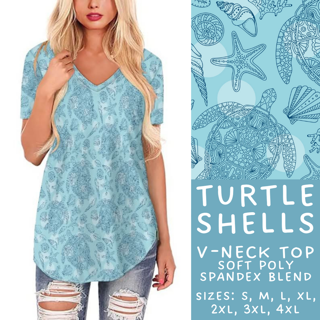 Batch #307 - Sea Life - Closes 3/20 - ETA mid May - Turtle Shells V-Neck Tee