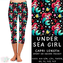 Load image into Gallery viewer, Ready to Ship - Under Sea Girl Capri Length Leggings - OS Square Pocket
